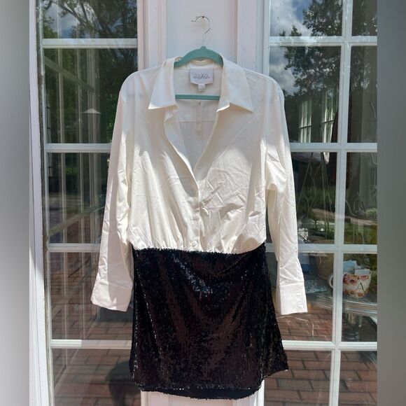 Anthropologie Mare Mare Buttondown Sequin Twofer Dress NWT - Picture 6 of 9